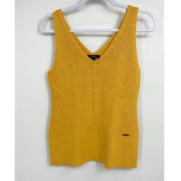 Nautica Womens Yellow Knit Ribbed Tank Top NEW Small - Picture 1 of 9